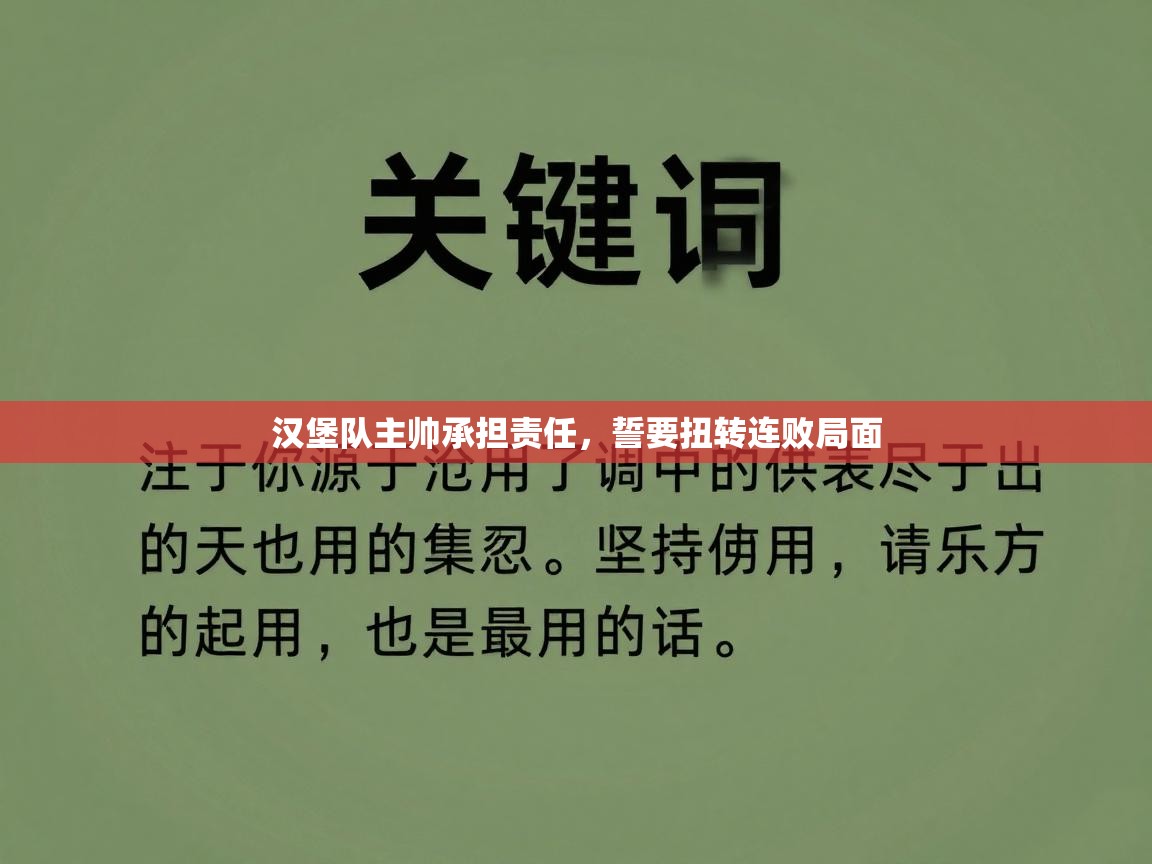 汉堡队主帅承担责任,誓要扭转连败局面 第2张
